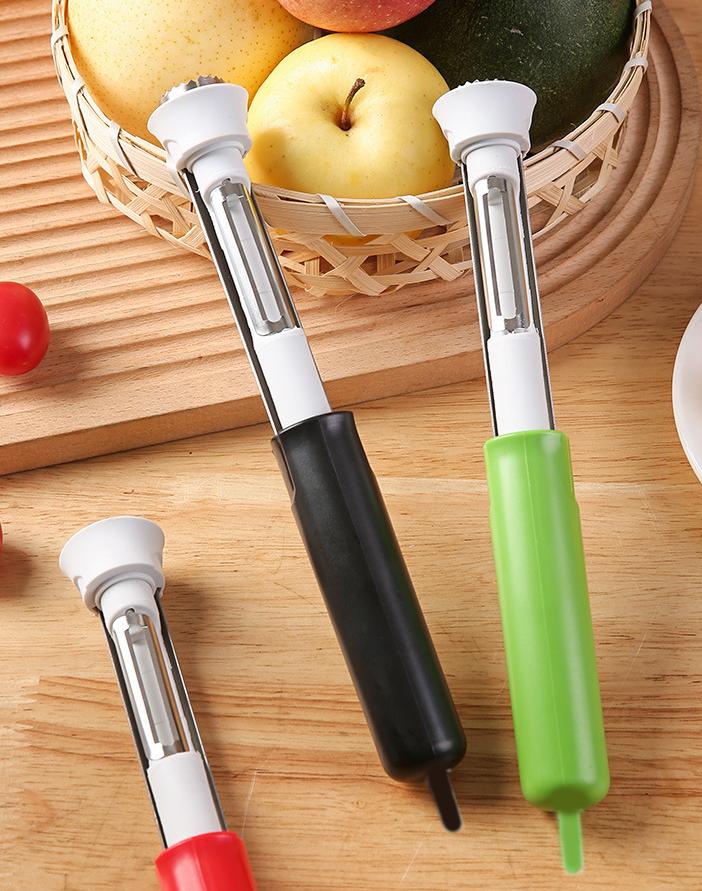 Kitchen Essential: 2-in-1 Stainless Steel Corer Peeler with Telescopic Grip | Works for Apples, Pears, Potatoes & More