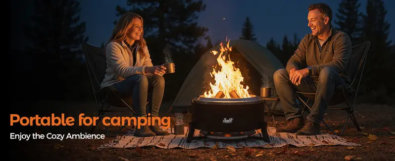 BALI OUTDOORS Game Day 22-Inch/27-inch Smokeless Wood Pellet Fire Pit with Cooking Grill – Portable Low Smoke Bonfire with Ash Pan for Outdoor Picnic, Camping, Patio, and Backyard
