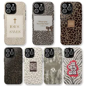 Jesus Saves Leopard Luxe Case- Faith Statement Neutral Glam, Love God Compatible with iPhone 17 16 15 14 13 12 11 X Plus/Air/Pro Max/Pro, Tough Phone Case