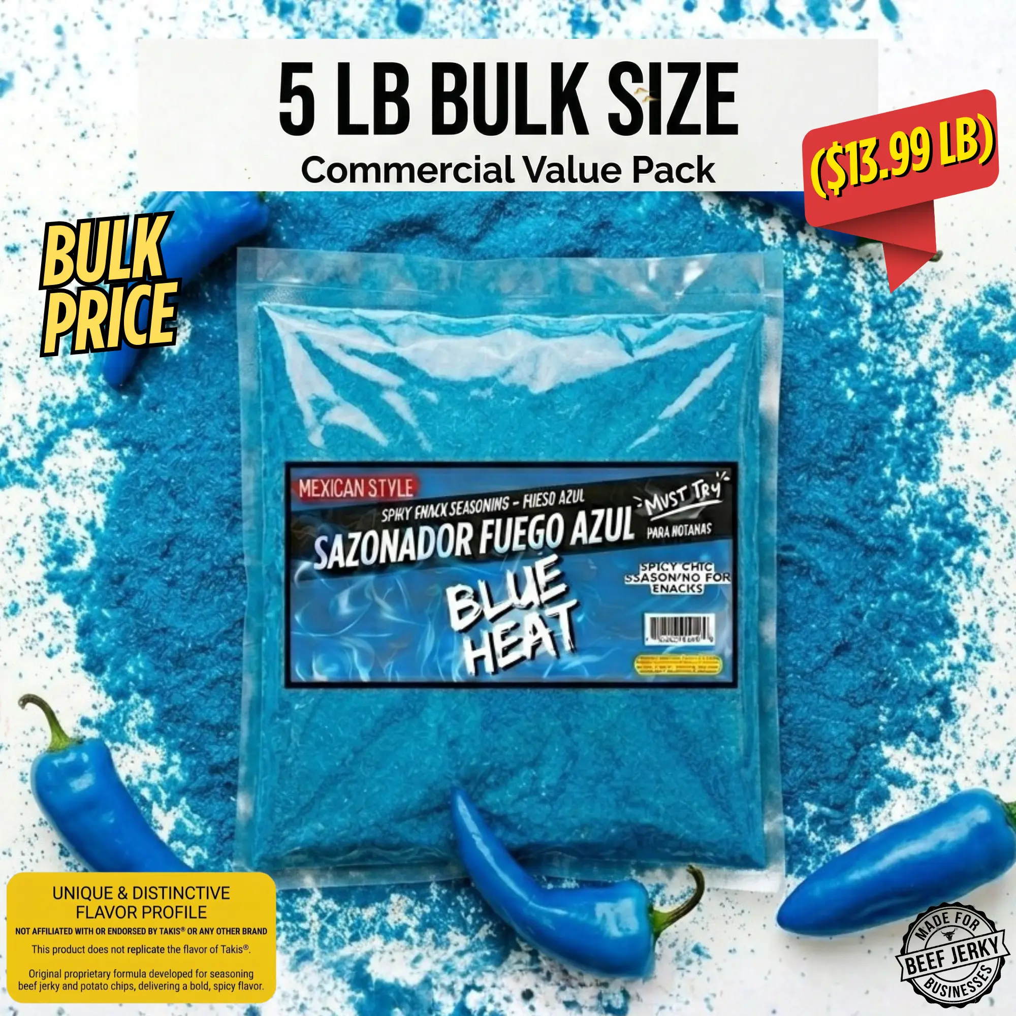 Fuego Azul Seasoning – Blue Heat Seasoning for Beef Jerky & Snacks (5 LB)