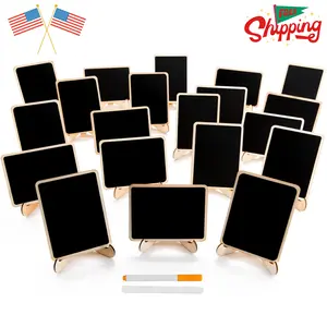 20 Pack Wood Mini Chalkboards Signs with Support Easels, Place Cards, Small Rectangle