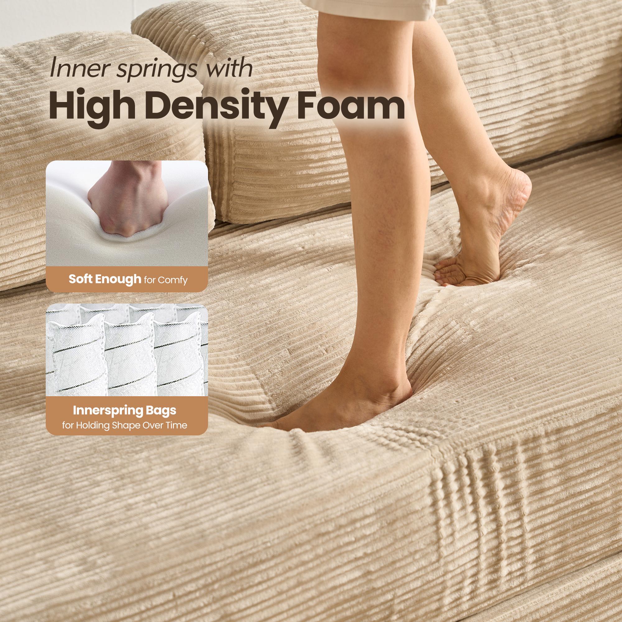 【Stock Up Sale】Ovios 81" Convertible Boneless Sofa Bed, Fold Out Loveseat Sleeper Couch with Pillow, 4 in 1 Modular Cloud Corduroy Folding Queen Bed Floor Mattress, Lazy Chair for Living Room Bedroom