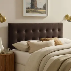 Emily Stain-Resistant Performance Velvet Queen Size Headboard in Chocolate Brown