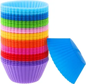 54 Pack Silicone Muffin Cups, Selizo Silicone Cupcake Baking Cups Reusable Muffin Liners Cupcake Wrapper Cups Holders for Muffins, Cupcakes, and Candies selizo