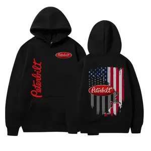 Peterbilt 2side Hoodie, Sweatshirt, T-Shirt – American Flag Semi Truck Graphic Sweatshirt, Trucker Rig Outfit, Vintage Highway Pullover for Men and Girl, Unisex Classic Truckwear