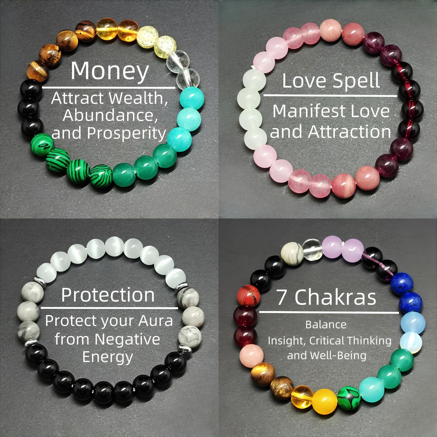 4 Pcs Bohemian Colorblock Beaded Bracelet Set – Citrine, Tiger Eye, Malachite & Crystal | Elegant Fashion Jewelry for Banquet, Party, Daily Wear & Lucky Attraction Gifts for Her