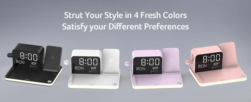 Acer 7 in 1 Wireless Charging Station Charger with LED Night Light, Bluetooth Time Sync Clock & Temperature Display, USB-A & USB-C, Magnetic MagSafe – for iPhone, Android Phone, Apple Watch & AirPods, Gift