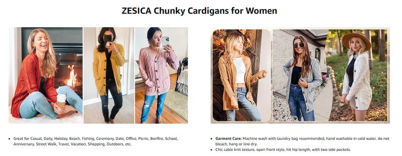 ZESICA Women's Cardigan Sweaters 2025 Fall Button Down Open Front Cable Knit Casual Trendy Winter Clothing Outerwear