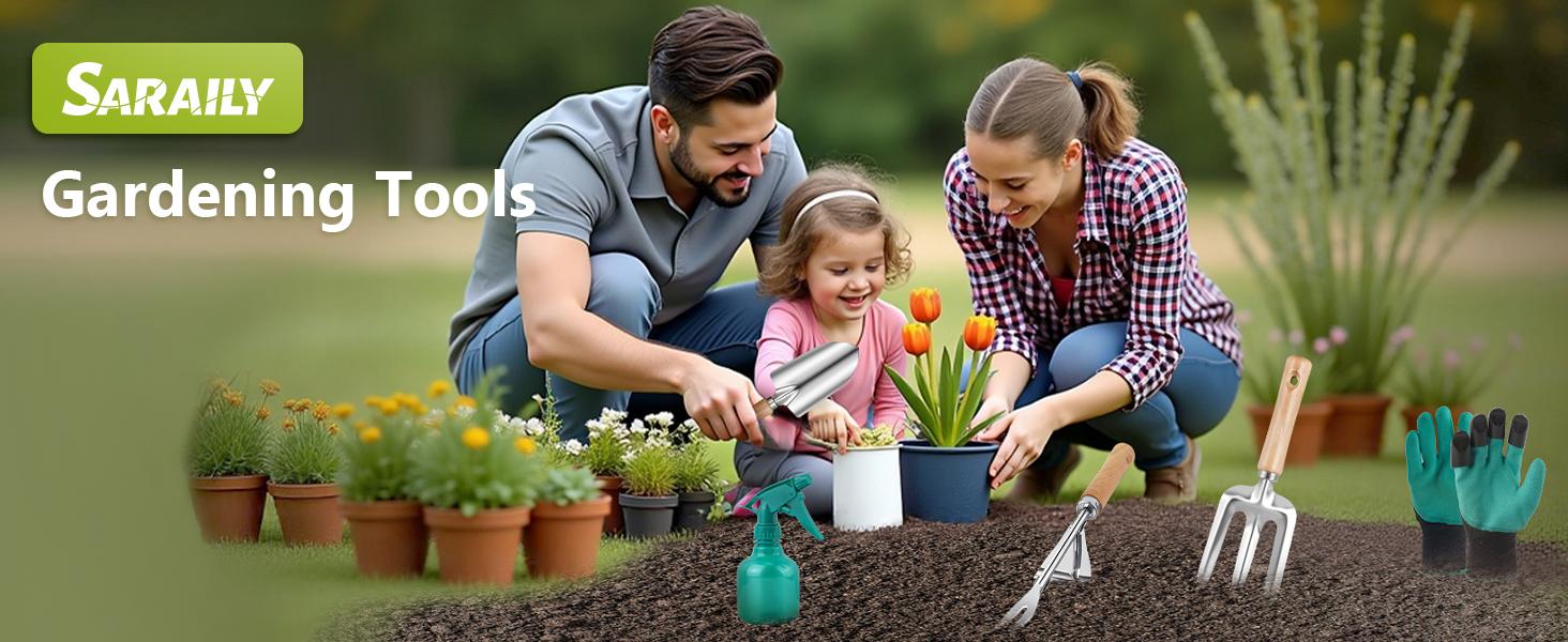 Gardening Tool Set, Saraily Stainless Steel Heavy Duty Gardening Tool Set, with Non-Slip Rubber Grip, Storage Tote Bag, Outdoor Hand Tools, Ideal Gardening Gifts for Women Gardening Tool Set, Saraily Stainless Steel Heavy Duty Gardening Tool Set, with Non-Slip Rubber Grip, Storage Tote Bag, Outdoor Hand Tools, Ideal Gardening Gifts for Women