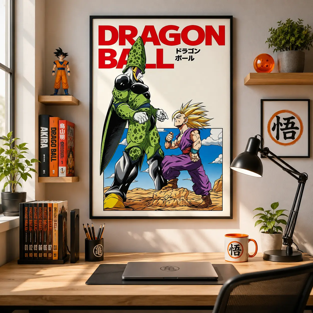 Dragon Ball Z Gohan vs Cell Artistic Anime Poster - Retro Manga Wall Art Print, Aesthetic Home Decoration for Bedroom, Fan Gift