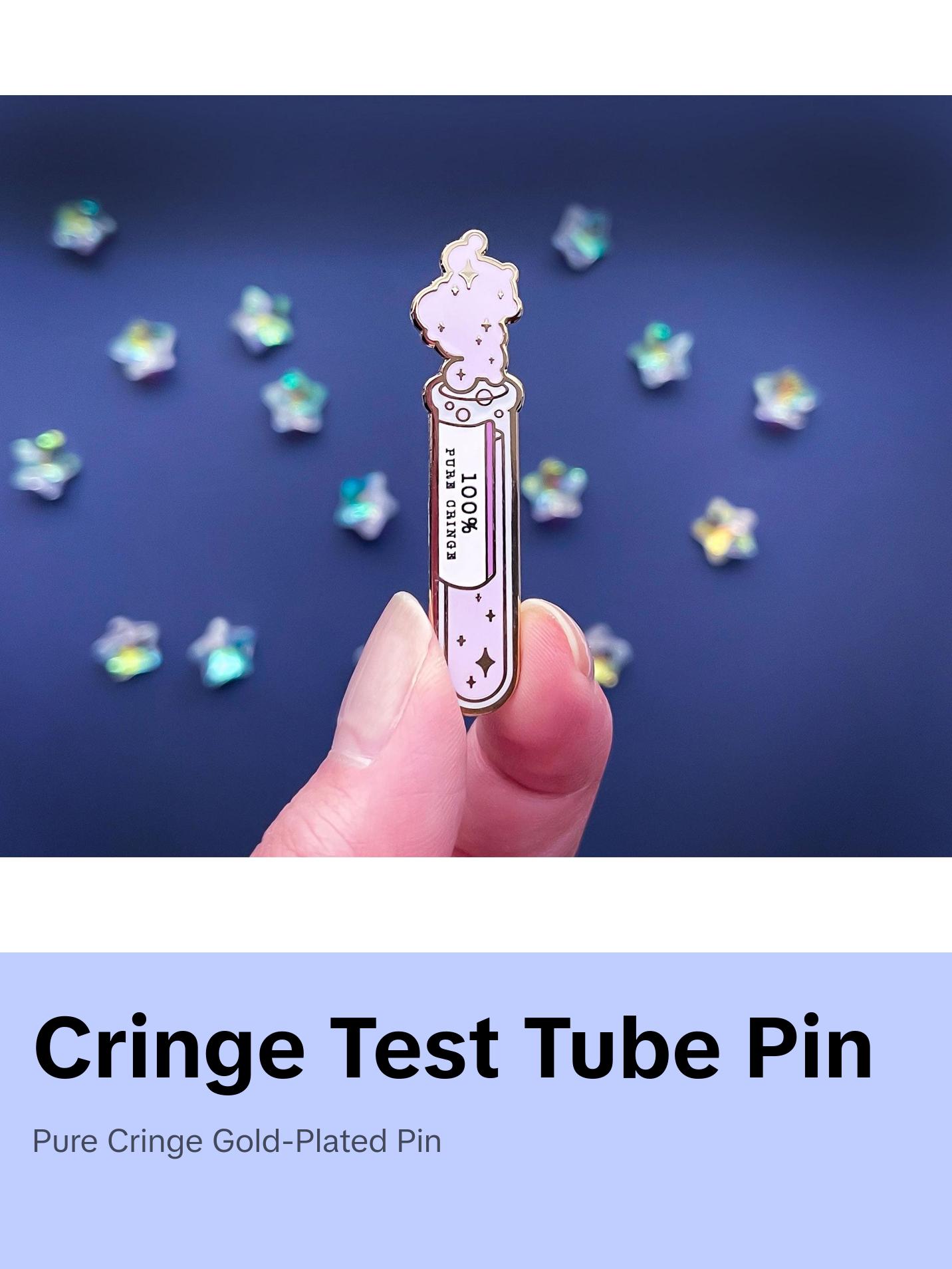 100% Pure Cringe Test Tube Enamel Pin