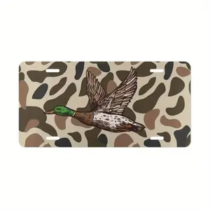 Old School Camo "Duck" Vanity Plate, Aluminum Front License Plate - 6x12 - Inch Polished Metal Standard Plate, Easy To Install, For Decor Only