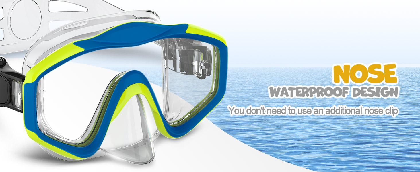 Rantizon Kids Swim Goggles Snorkel Diving Mask with Nose Cover, Anti Fog, Anti Shattered, No-Leak, UV Protection Swim Mask for Boys Grils 5-15