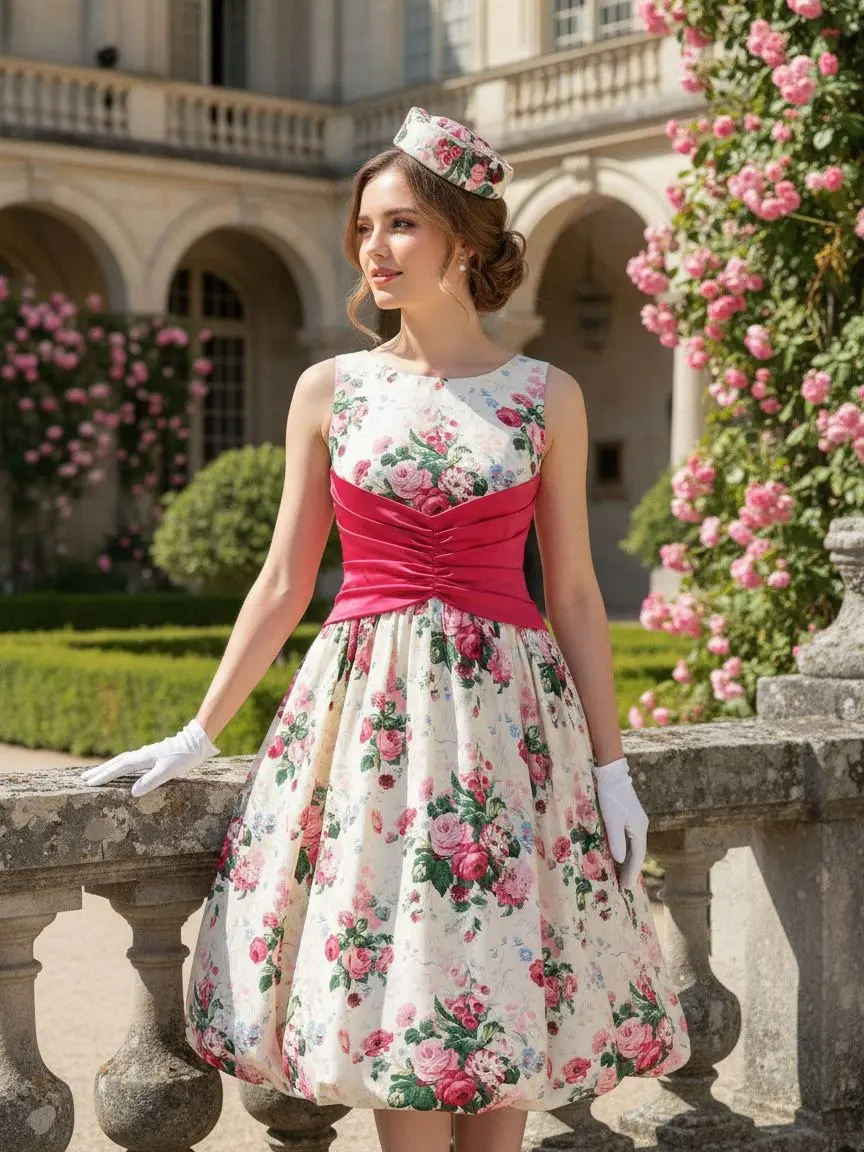 RETRO STAGE Women's Sleeveless 1950s Antique-Inspired Casual Floral Clothes Dress - Multicolor Royal Style with Back Bow, Ideal for Valentine's Day & Summer Outfits, Girly Finds, Back Zip BackToSchool Sohochic Fall Dresses Fall outfits Fall fashion