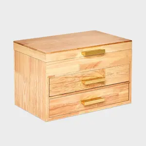 Three Drawer Wood Organizer Jewelry Box - A New Day Light Brown