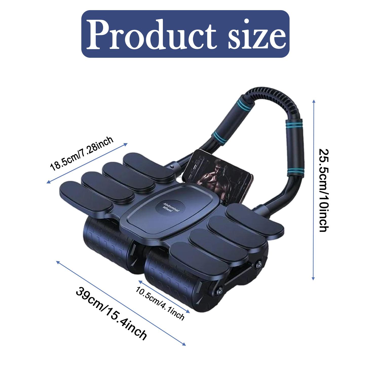 Upgraded 4 Wheels Ab Roller with Mat - Automatic Rebound Abdominal Abs Roller Wheel, New Four-wheel Abdominal Wheel Black