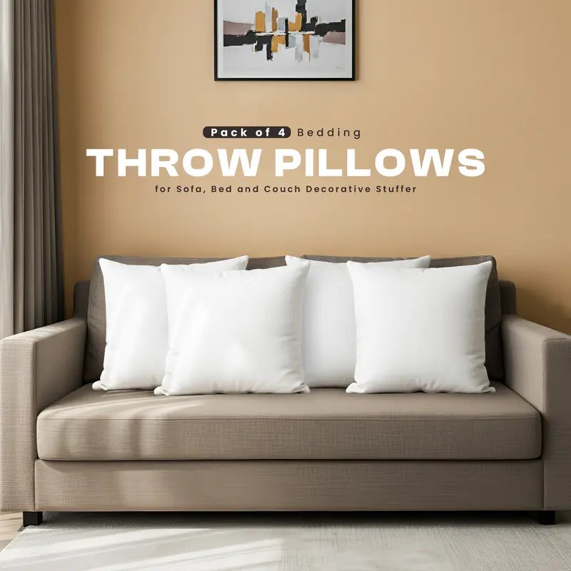 Utopia Bedding White Soft Throw Pillow Inserts – Multiple Sizes & Packs – Plush Brushed Fabric, Breathable & Durable – Sofa, Couch & Bed Decorative Cushion Inserts