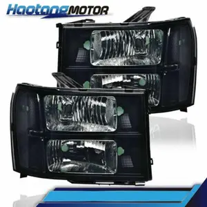 CROSSDESIGN Fit For 2007-2013 GMC Sierra 1500 07-14 2500HD 3500HD Smoke Clear Headlights 2PC