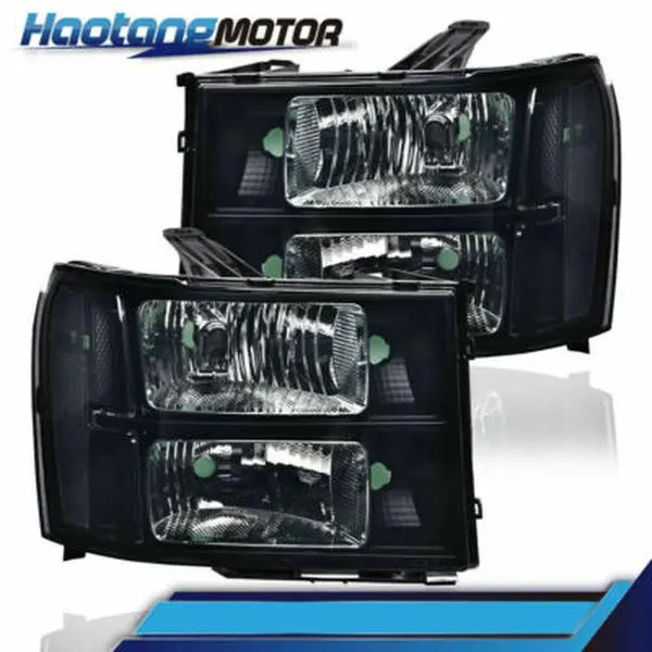 CROSSDESIGN Fit For 2007-2013 GMC Sierra 1500 07-14 2500HD 3500HD Smoke Clear Headlights 2PC