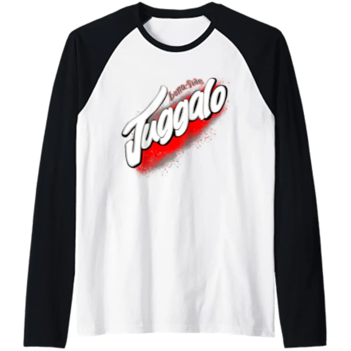 Crimson Illusion: Black & Red Graffiti Design Raglan Baseball Tee