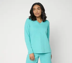 Belle by Kim Gravel Cable Chic V Neck Textured Top