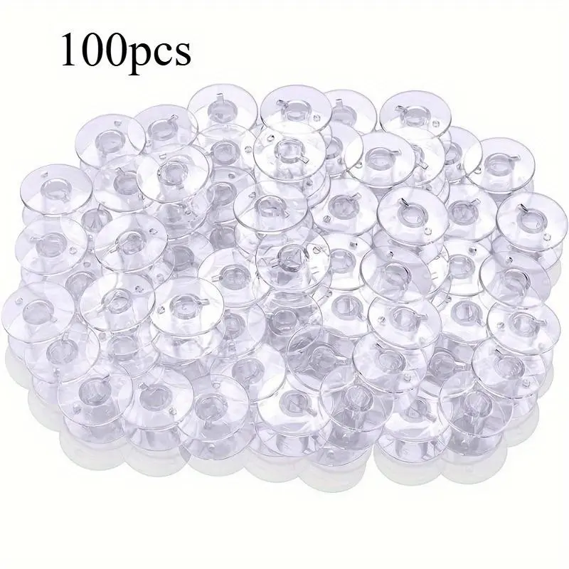 Transparent Sewing Machine Spool, 100pcs Household Transparent Plastic Bobbin, Sewing Accessories and Supplies for Home & Sewing Shop, Sewing Tools Accessories, Sewing Supplies