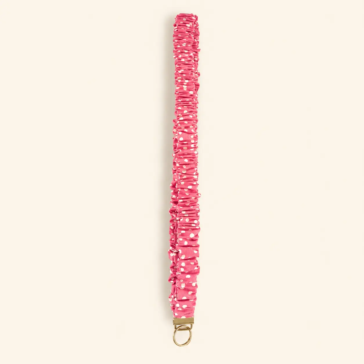 Unisex Pink Large Dot Scrunchie Fabric Lanyard, Fashion Clothes Accessory, Casual
