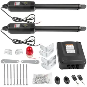 VEVOR Dual Swing Gate Opener Heavy Duty Automatic Gate Opener Up to 660lbs & 18ft Long Gate AC Powered 50W Automatic Gate Openers with Remote Complete Kit Push/Pull-to-Open Dual Gate Opener 16mm/s