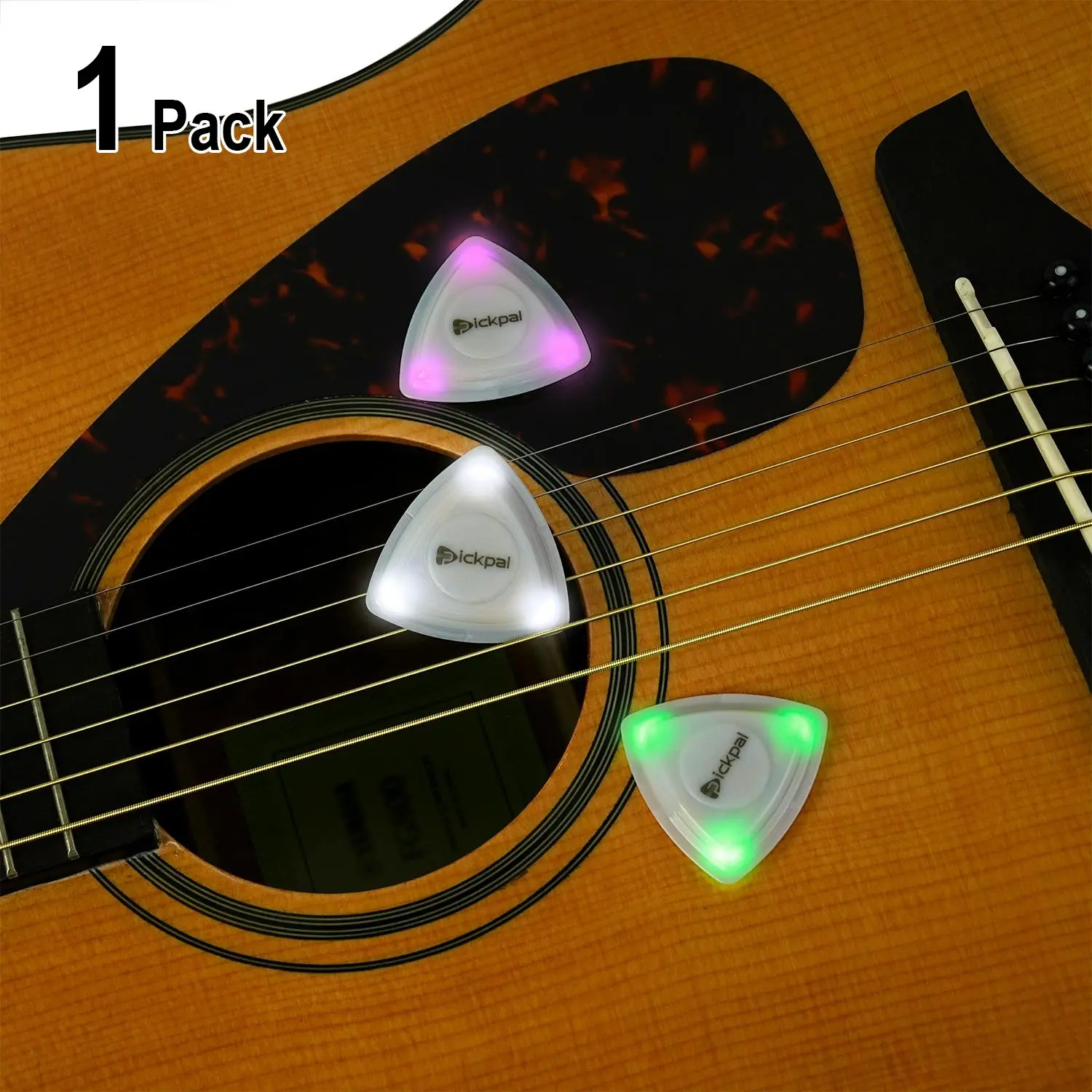 LED Light Up Guitar Pick, 1 Count Triangle Shaped Vibrating Light Guitar Pick, Flashing Guitar Pick, Portable Guitar Accessories for Stage Performance, Vibrant Lighting, Flash Effect