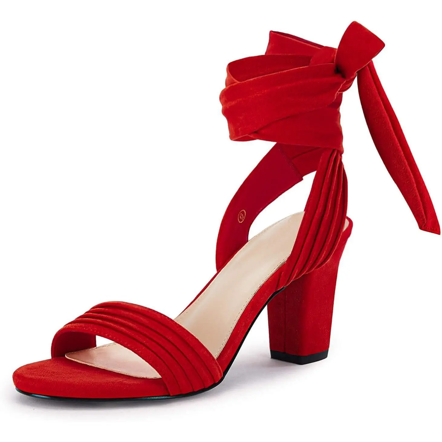 Coutgo Womens Strappy High Heels Chunky Heeled Sandals Bow Tie Lace Up Open Toe Pumps Dress Wedding Comfortable Shoes tiktokshopbacktoschool