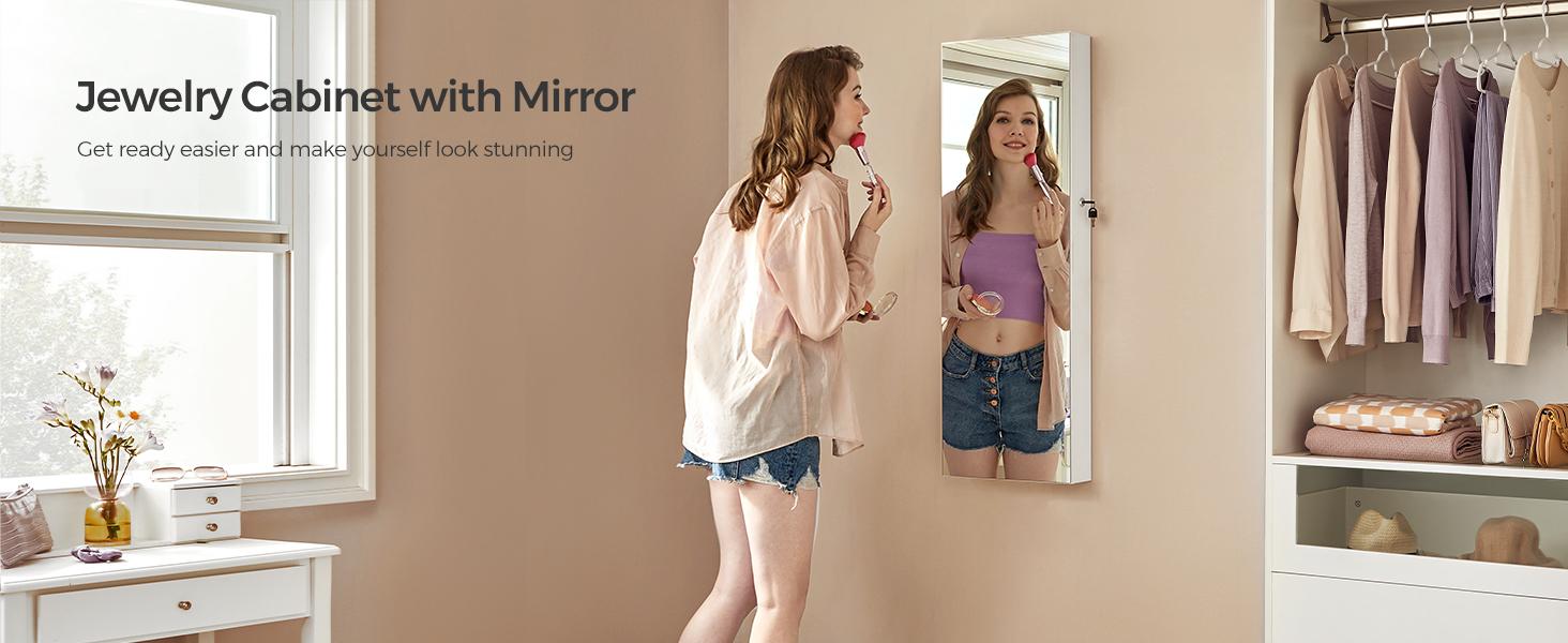 SONGMICS Wall-Mounted Mirrored Jewelry Cabinet JJC99