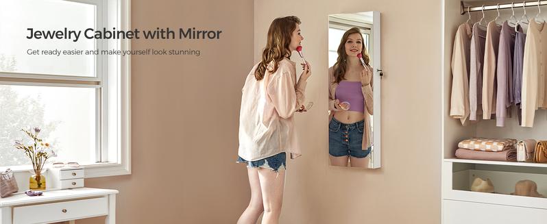 SONGMICS Wall-Mounted Mirrored Jewelry Cabinet JJC99