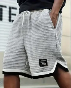 Plus Size Men's Waffle Knit Shorts - Elastic Drawstring Waist Casual Summer Shorts with Stretch, Breathable Soft Fabric, Solid Color Versatile Plus Size Men's Shorts Gray Mens Tropical SpringStatements, Menswear