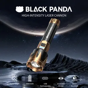 Black Panda High-Brightness Outdoor Rechargeable Flashlight  Outdoor Spotlight 5500mAh USB Water resistant Design