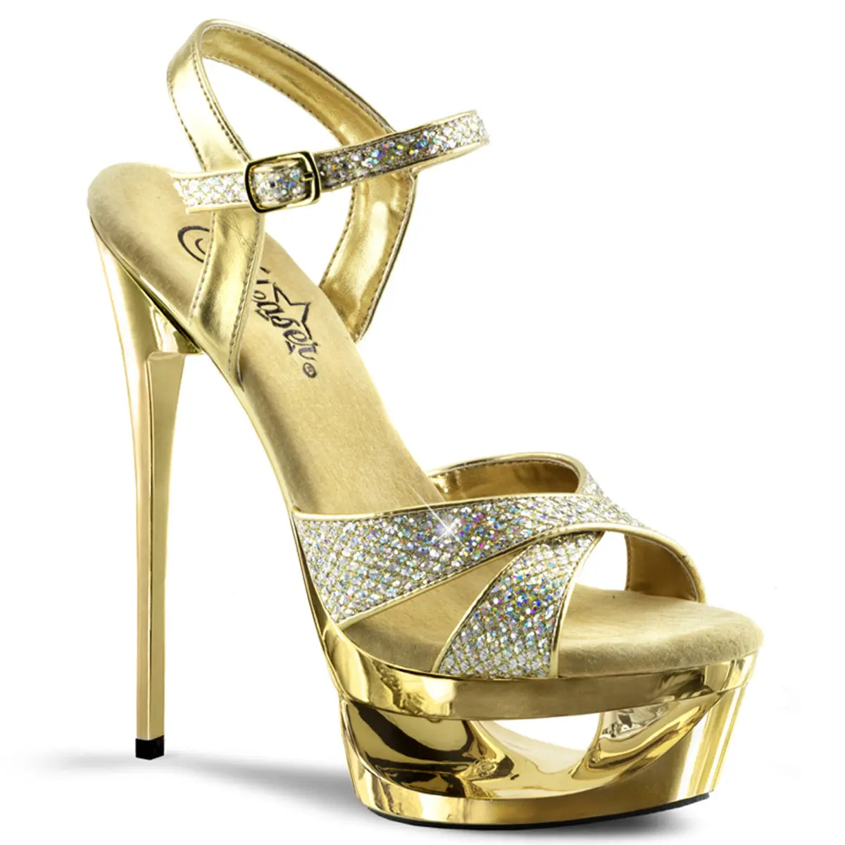 Women's Elegant Glamour Platform Heel Sandals - Eclipse-619G, Ankle Strap Elegant Party Heels, Stylish Heeled Footwear