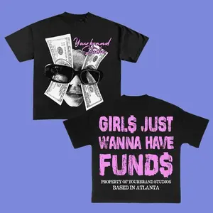 FEEGO Girl Wanna Have Funds Money Eye Style Big Face Rap Tee Y2k Graphic Tee Shirt y2k  grunge  clothes funny  shirt