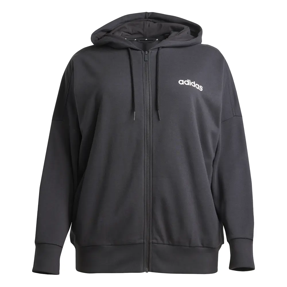 adidas Womens Essentials Linear Full-Zip French Terry Hoodie Casual Outerwear Casual - Black