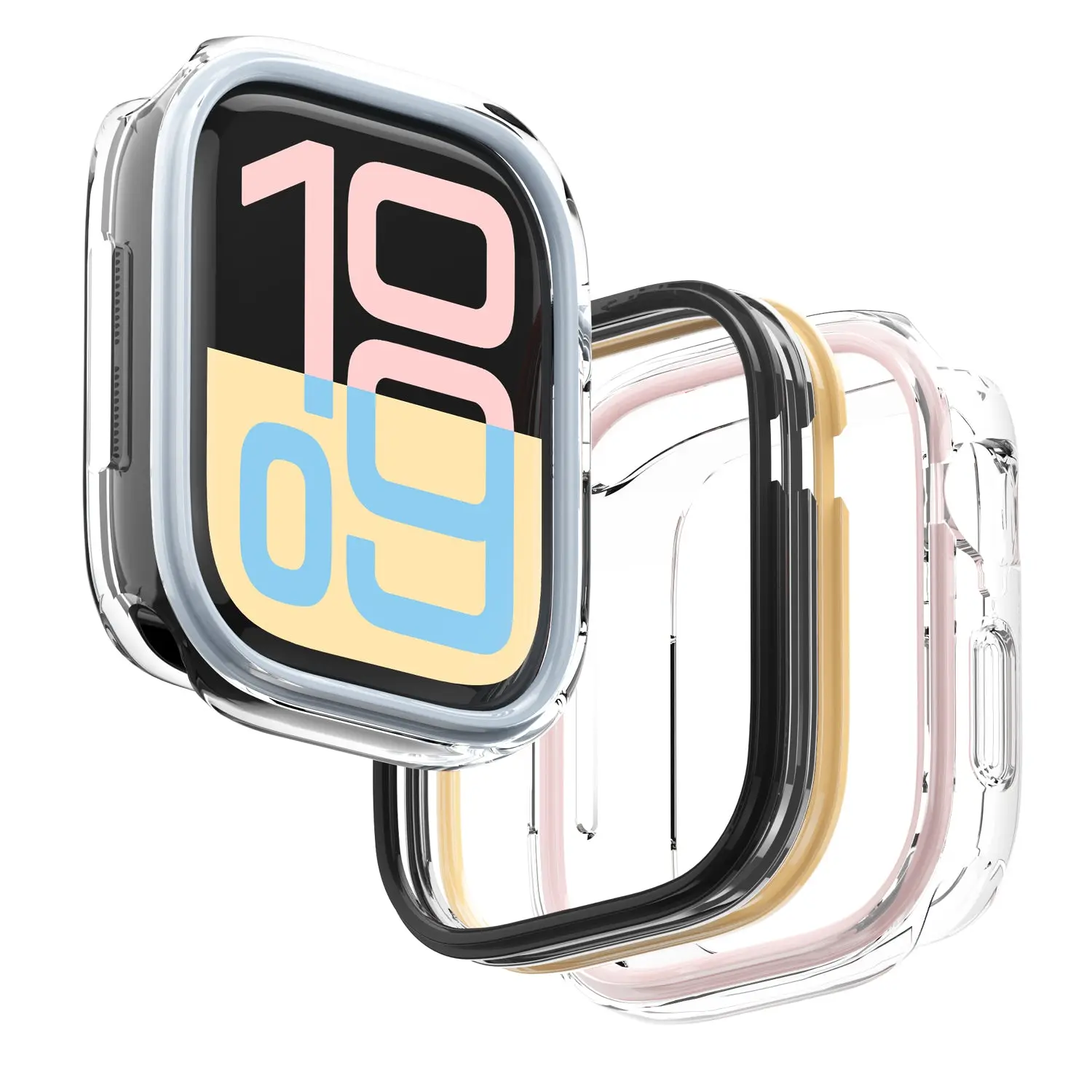 [elago official] Duo Case Cover for Smart Watch Series 1-12 Fit (42mm/46mm), Wearable Accessories, 5 Colors Interchangeable Frames, Transparent TPU Shell, Polycarbonate Accents, Bump/Scratch Protection, Open Screen Design, Digital Crown Access