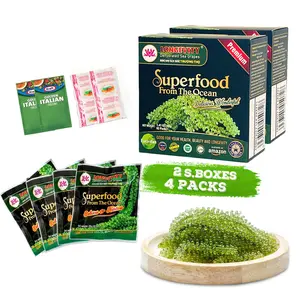 Longevity Dehydrated Sea Grapes 4 Packs of 4.23 oz Green Caviar Umibudo Latok Seaweed Organic Premium Quality Crunchy Flavor Superfood From The Ocean