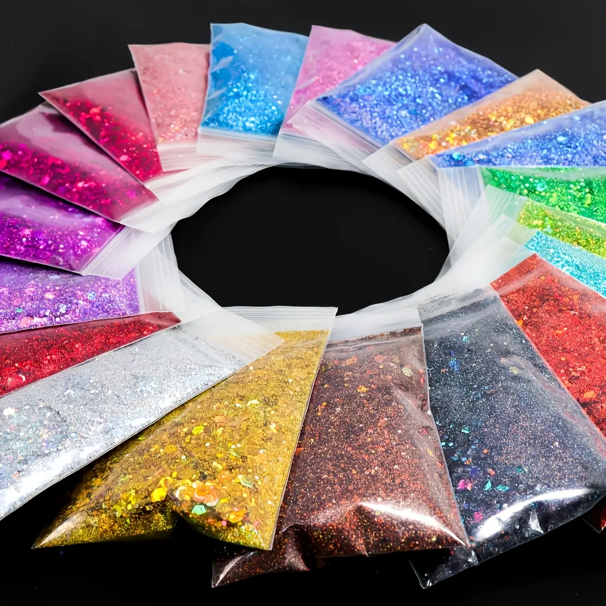 19-Pack 95g 19colors Holographic Chunky Glitter Mix - Hexagonal Gold, Silver Laser Nail Glitter Sequins DIY Set for Resin Art, Christmas Mold Filler