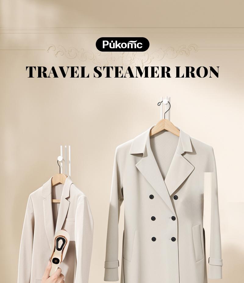 PUKOMC Wrinkle-free in seconds! This compact 1200W powerhouse heats in 10s, featuring dual-mode use, a 160ml tank, and a ceramic panel. Ideal for travel portable clothing steamer iron