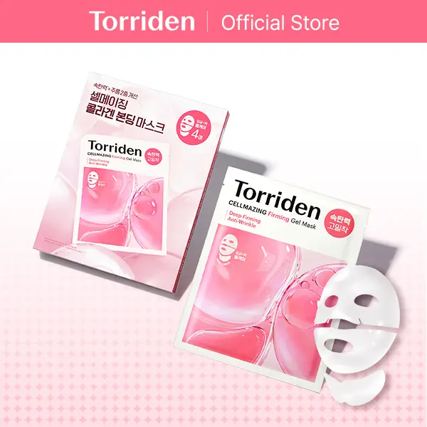 [Torriden Official] CELLMAZING Collagen Firming Gel Facial & Neck Sheet Mask (4 sheets) | Lifting Hydrogel Sheetmask Covering Neck, Firm Elasticity, Youthful Skin with 5D Collagen Complex