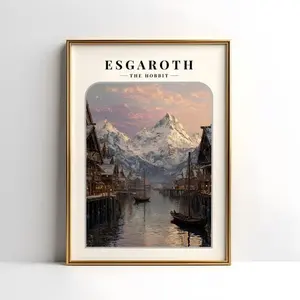 The Hobbit Esgaroth Lake-town Digital Print Poster - Middle Earth Tolkien Art - LOTR Merch for Hobbit Fans - Fantasy Adventure Wall Decor