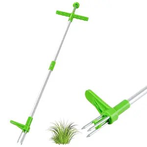 Weed Puller Stand Up Weeder Hand Tool 39 inch Handle Garden Weeding Tool with 3 Stainless Steel Claws for Efficient Weeding