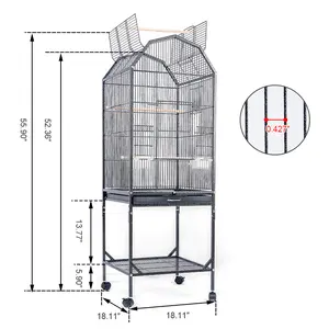Baonan Birdcage 52 & 56 Inch Spacious Luxury Parrot Cage with Perch for Quakers Cockatiels Sun Conures Finches Green Cheeked Conures Budgies Lovebirds Indoor Outdoor Home Use