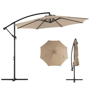 9.8FT Offset Hanging Cantilever Patio Umbrella with Easy Tilt, 360° Rotating Sun Shade, 8 Ribs UV Protection for Outdoor Deck, Poolside, Garden, Backyard