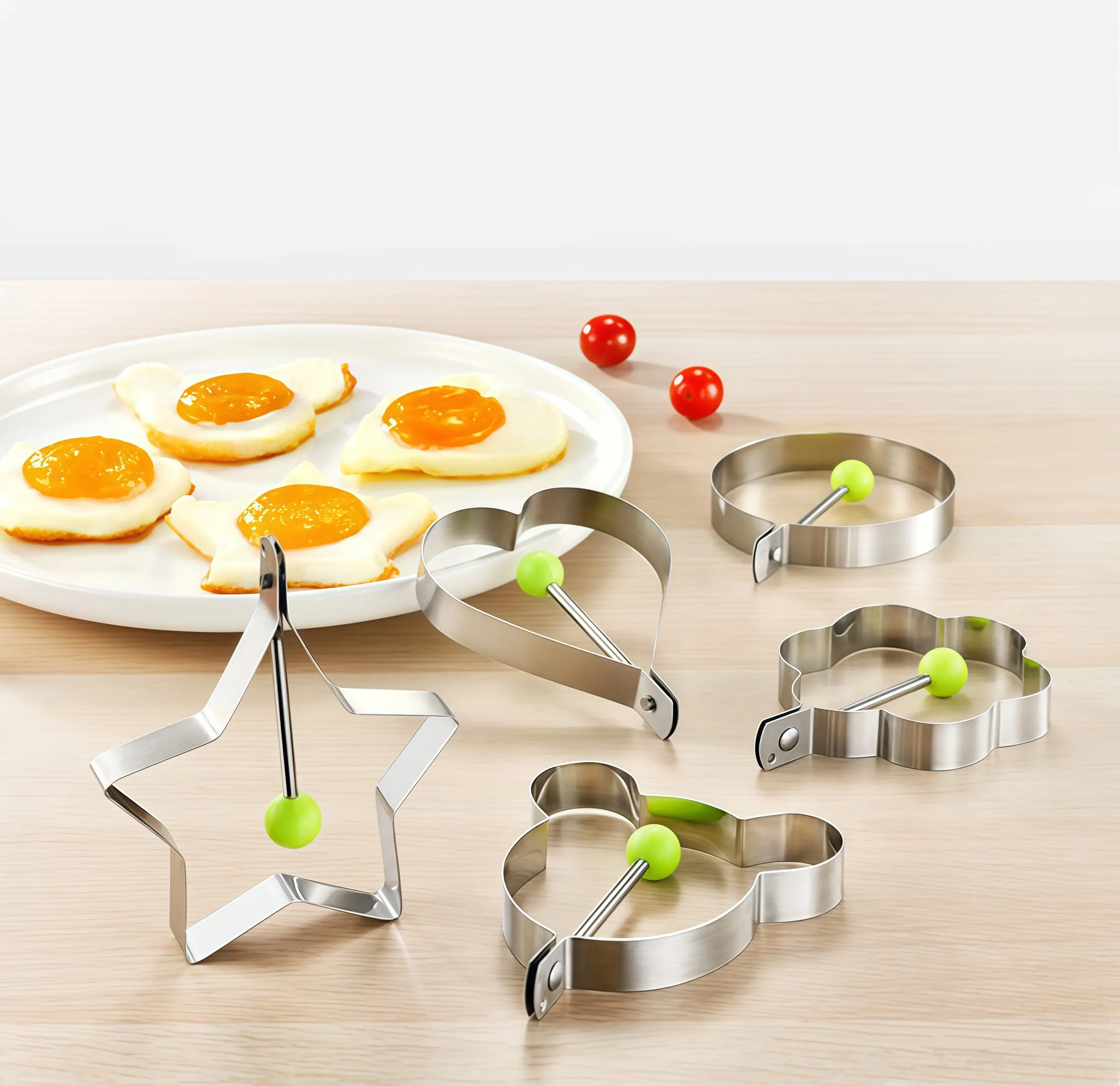 5-Piece Fried Egg Ring Molds, Multifunctional Breakfast Cooking Tools-MM1