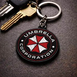 Resident Evil Umbrella Corporation Keychain, Biohazard Umbrella Logo Keyring, Gamer Merchandise Gift
