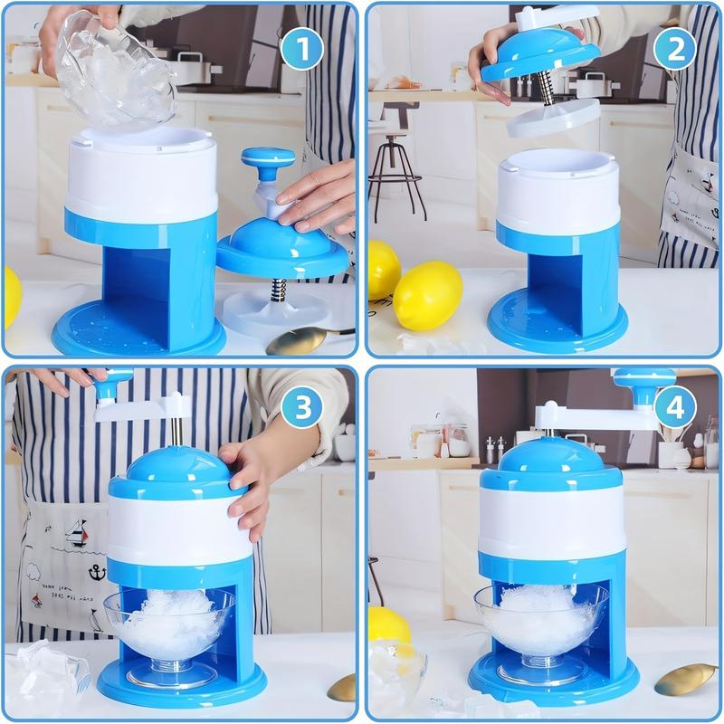 Snow Cone Machine Hand Crank, Shaved Ice Maker Machine for Home, Ice Shaver Hand Crank, Slushy Maker Machine, Ice Crusher for Snow Cones, Ideal for Summer Party, Portable
