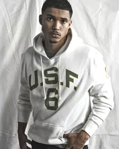 Menswear USF Bill Russell #6 White PO Fleece Pullover Hoodie, Casual Sweatshirt